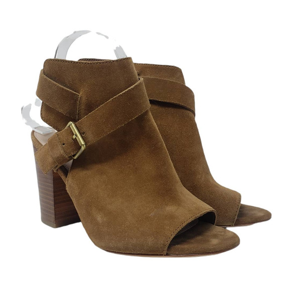 Paige Mimi Brown Suede Block Heel peep toe Sandal - Picture 3 of 9